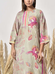 Grey Vasansi Silk Printed Kurta and Pant Set