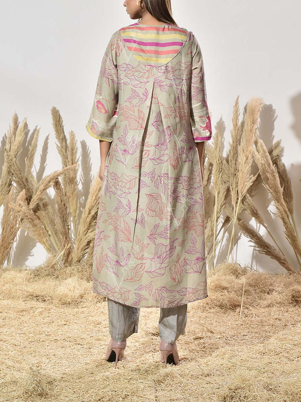 Grey Vasansi Silk Printed Kurta and Pant Set