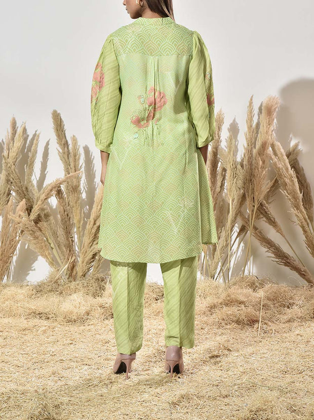 Green Vasansi Silk Printed Kurta and Pant Set