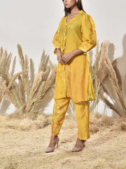 Yellow Vasansi Silk Printed Kurta and Pant Set