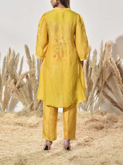 Yellow Vasansi Silk Printed Kurta and Pant Set