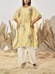 Yellow Vasansi Silk Printed Kaftan Top
