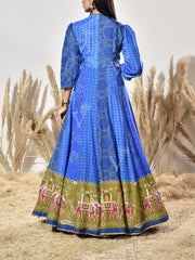 Blue Vasansi Silk Printed Anarkali Gown