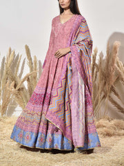 Coral Vasansi Silk Printed Anarkali Gown