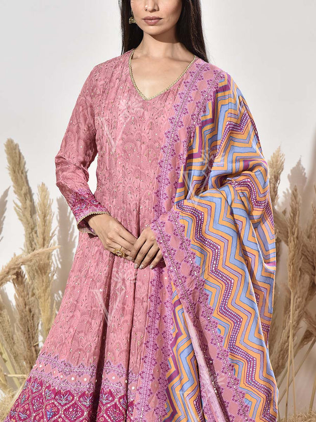 Coral Vasansi Silk Printed Anarkali Gown