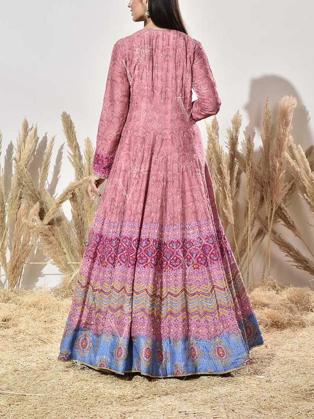 Coral Vasansi Silk Printed Anarkali Gown