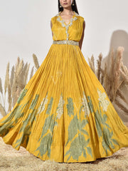 Yellow Wrinkle Crepe Gown