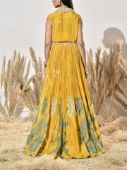 Yellow Wrinkle Crepe Gown