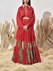 Red Wrinkle Crepe Gown