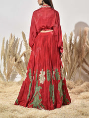 Red Wrinkle Crepe Gown