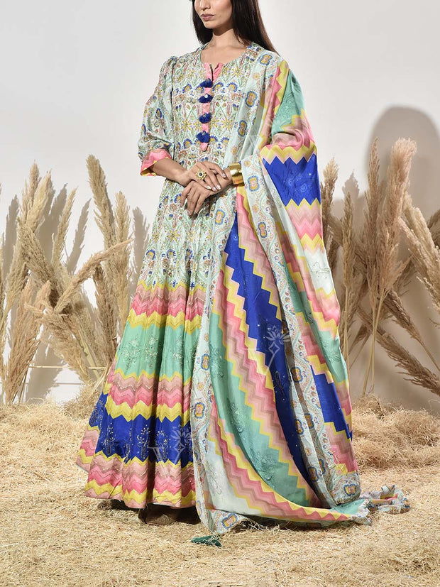 Green Vasansi Silk Gown