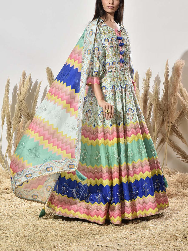 Green Vasansi Silk Gown