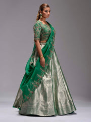 Green Banarasi Lehenga Set