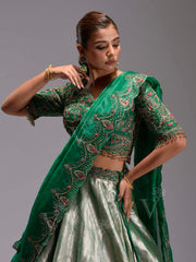 Green Banarasi Lehenga Set