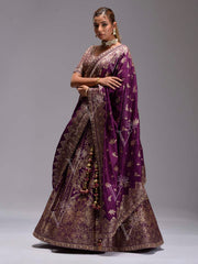 Violet  Dola Silk Lehenga Set