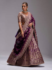 Violet  Dola Silk Lehenga Set