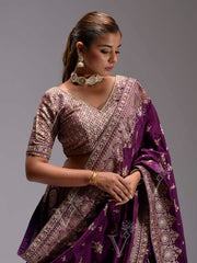 Violet  Dola Silk Lehenga Set