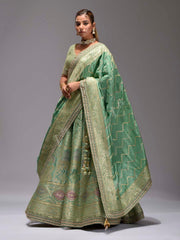 Green Dola Silk Lehenga Set