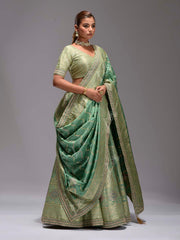 Green Dola Silk Lehenga Set