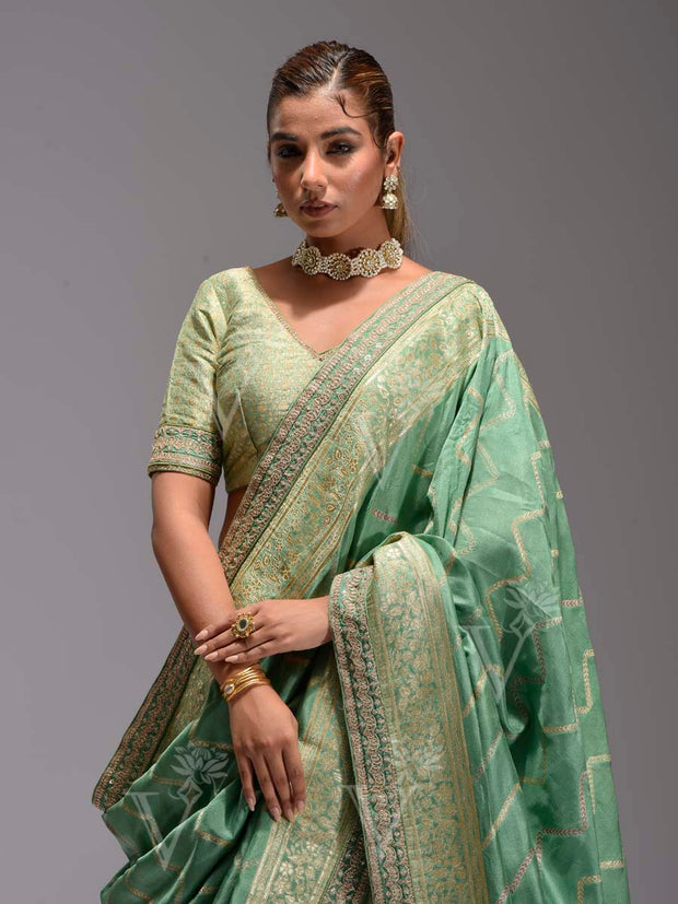 Green Dola Silk Lehenga Set