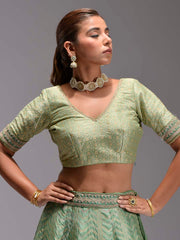 Green Dola Silk Lehenga Set