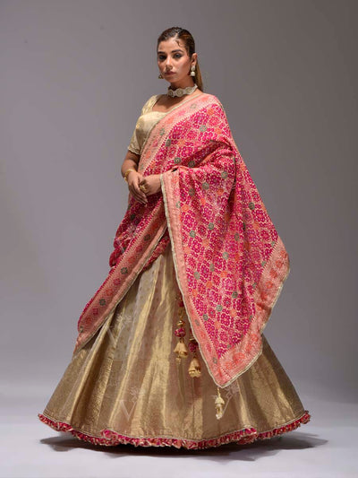 Golden Dola Silk Lehenga Set