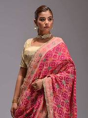 Golden Dola Silk Lehenga with Bandhej Zari Odhani