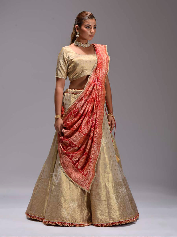 Golden Dola Silk Lehenga Set