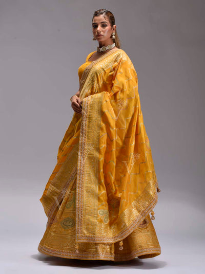 Yellow Silk Dola Lehenga Set