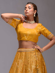 Yellow Silk Dola Lehenga Set