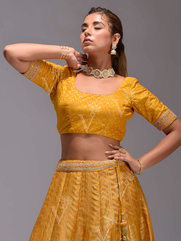 Yellow Silk Dola Lehenga Set