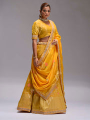 Yellow Silk Dola Lehenga Set