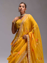 Yellow Silk Dola Lehenga Set