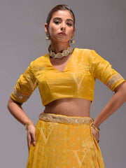 Yellow Silk Dola Lehenga Set