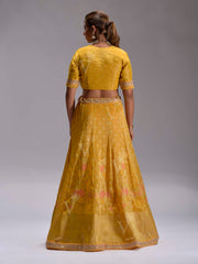 Yellow Silk Dola Lehenga Set