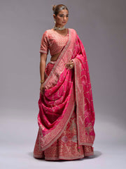 Rani Pink Banarasi Silk Lehenga Set