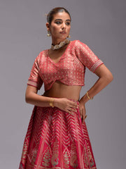 Rani Pink Banarasi Silk Lehenga Set