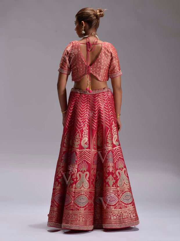 Rani Pink Banarasi Silk Lehenga Set