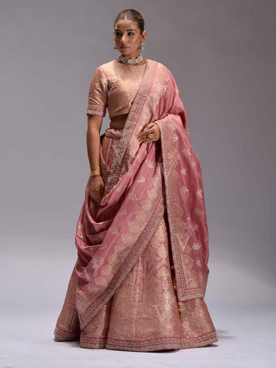 Soft Pink Banarasi Silk Lehenga Set