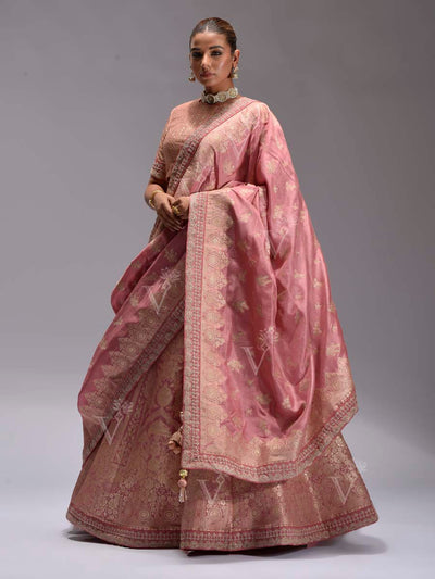 Soft Pink Dola Silk Lehenga Set