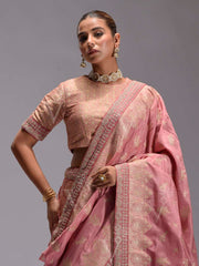 Soft Pink Dola Silk Lehenga Set