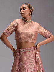 Soft Pink Banarasi Silk Lehenga Set