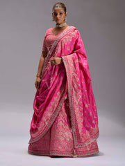 Hot Pink Banarasi Silk Lehenga Set