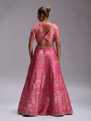 Hot Pink Dola Silk Lehenga Set