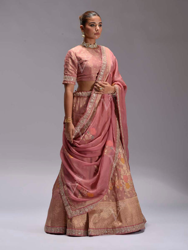 Dusty Pink Dola Silk LehengaSet