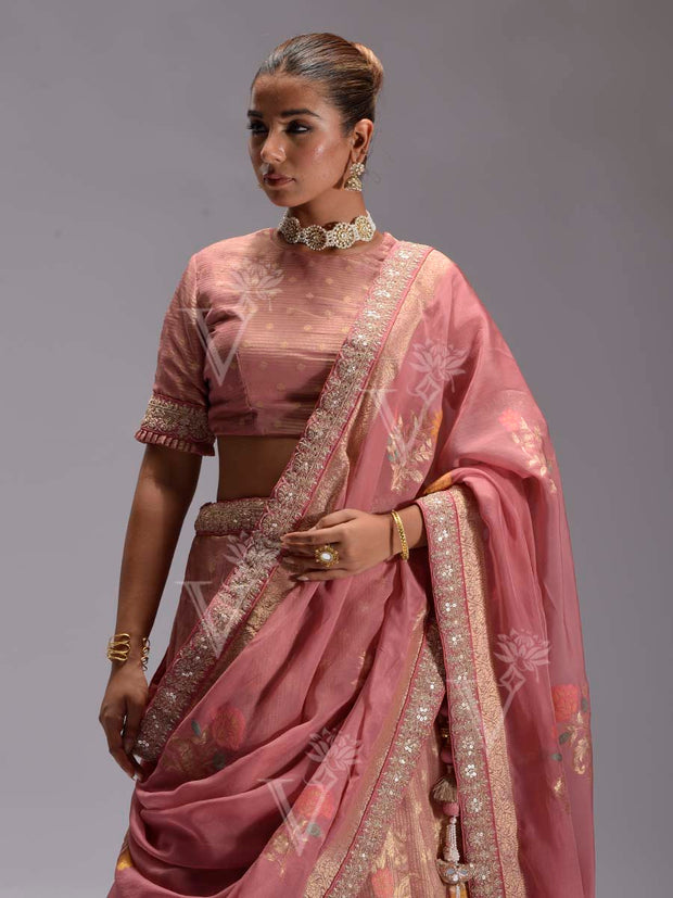 Dusty Pink Dola Silk LehengaSet