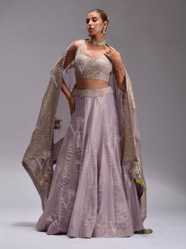 Lilac Tissue Lehenga Set