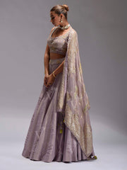 Lilac Tissue Lehenga Set