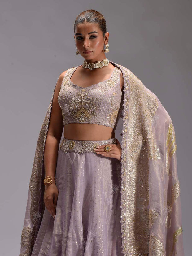 Lilac Tissue Lehenga Set