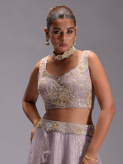 Lilac Tissue Lehenga Set